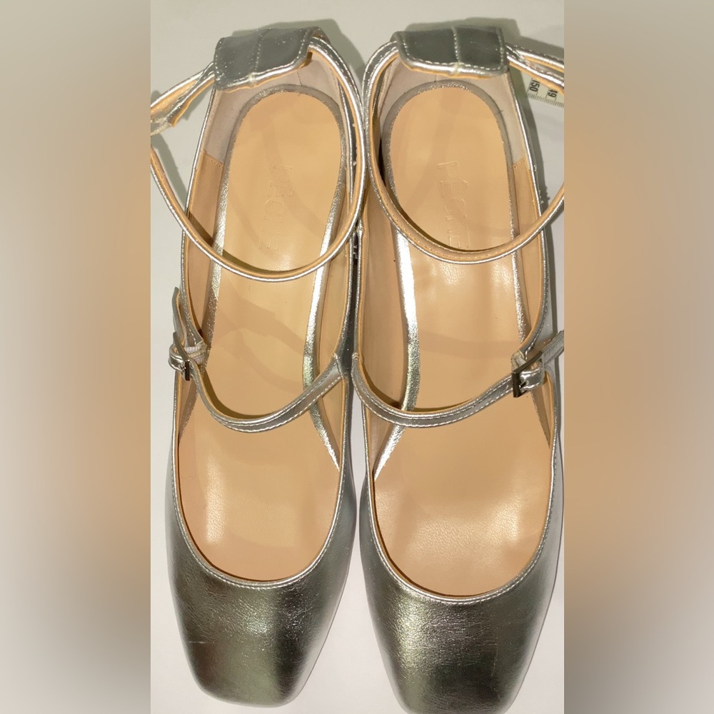 Peche Nico Silver Heeled Ballet Shoes Size 8 Elegant Dressy - Picture 8 of 8